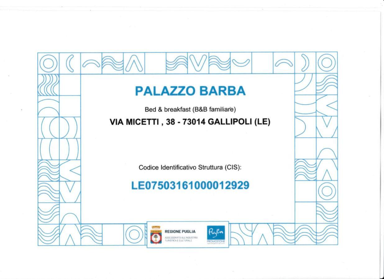 Palazzo Barba Acomodação com café da manhã Gallipoli Exterior foto